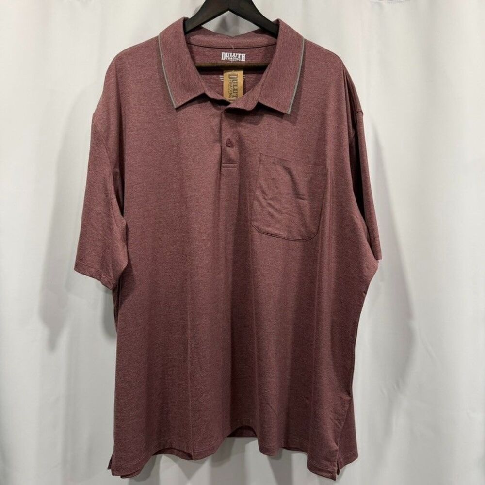 Duluth Trading Co Mens 3XL Standard Fit Polo Shirt Burgundy Gray Trim 598